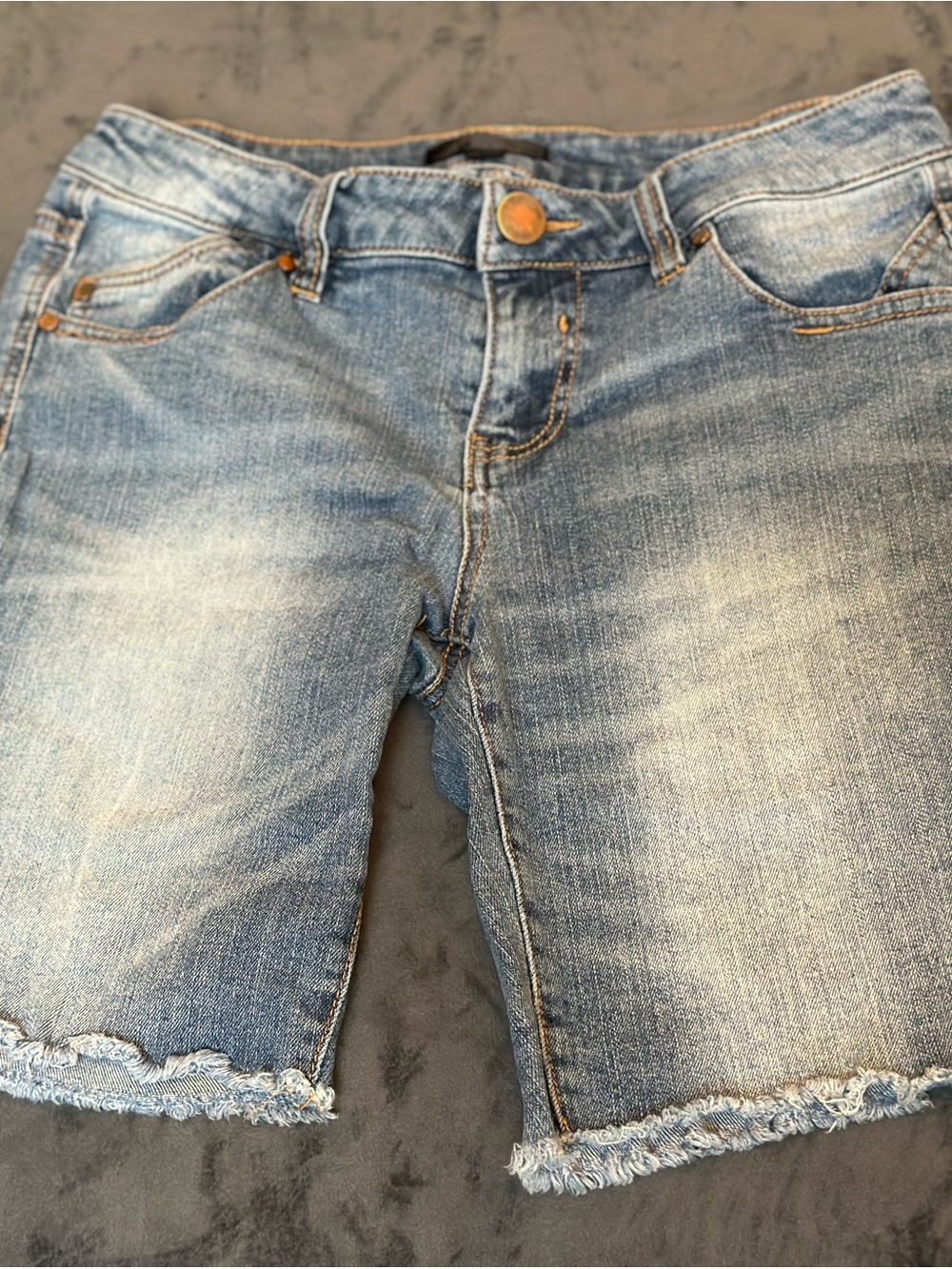 Fire Los Angeles Light Blue Frayed Hem Denim Shorts